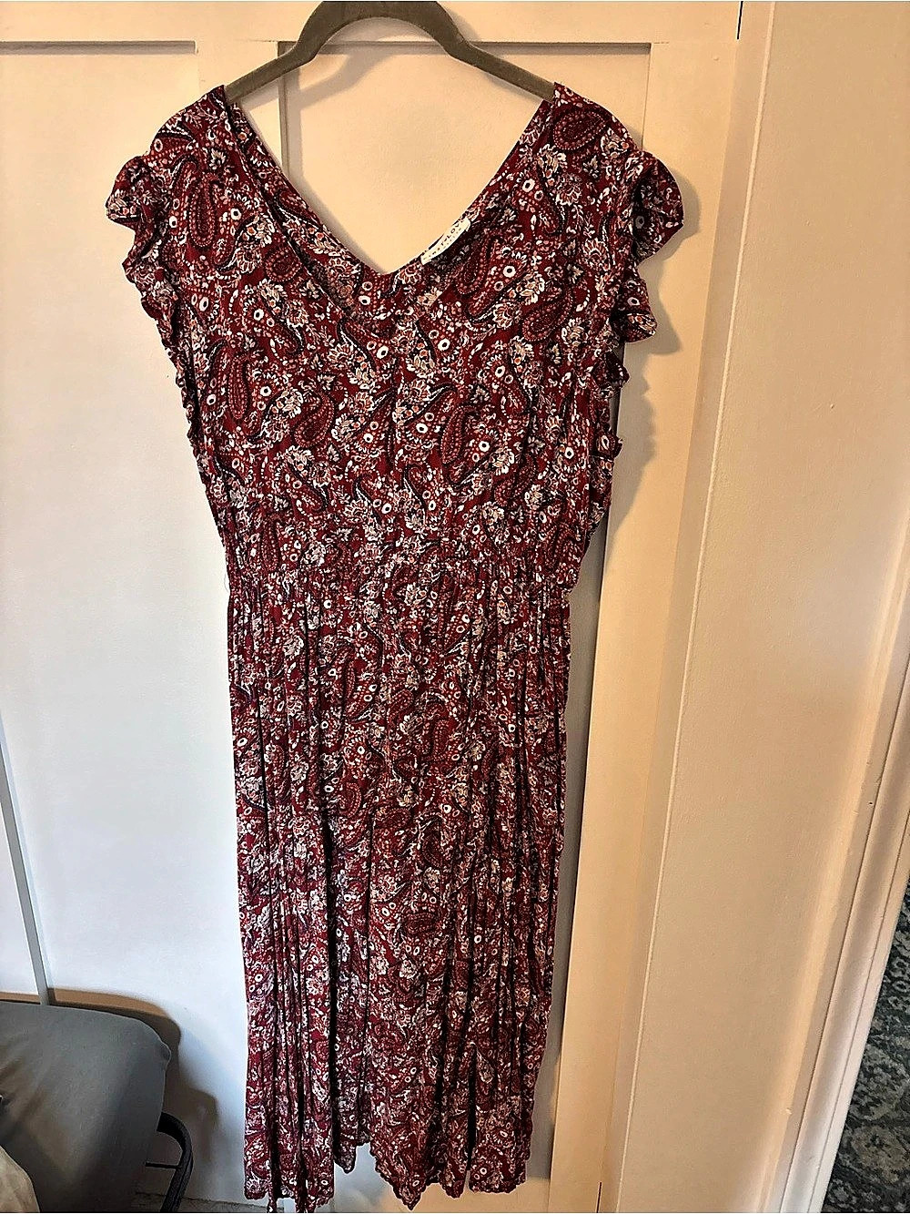 First Love Paisley Midi Dress in Red & Blue Like New